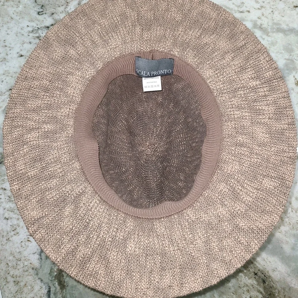 Scala Pronto Wide Brim Hat Tan Beaded Band One Size Boho Western EUC